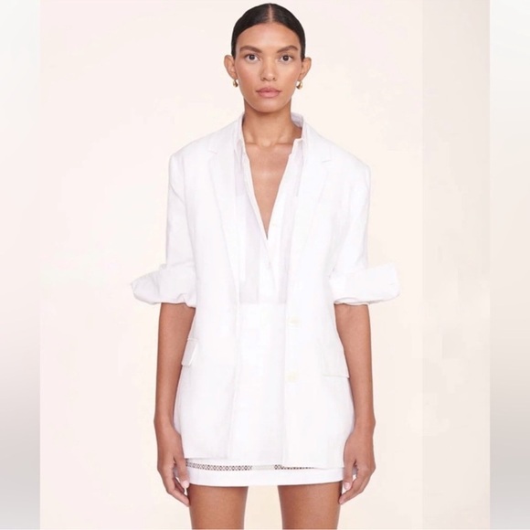 NWT STAUD Maxwell White Linen Single-Breasted Blazer size L SOLD OUT - Picture 15 of 16